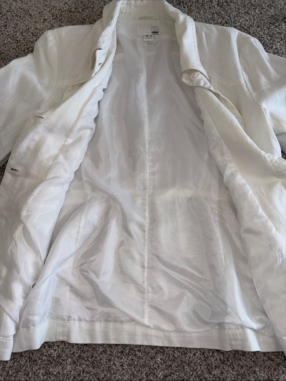 H&M White Linen Tailored Button-Front Jacket size 8 - Picture 6 of 7